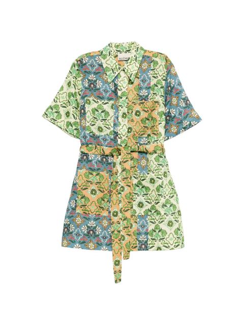 ALEMAIS Ali Spliced floral-print belted mini dress - Green - zdjęcie produktu nr 1