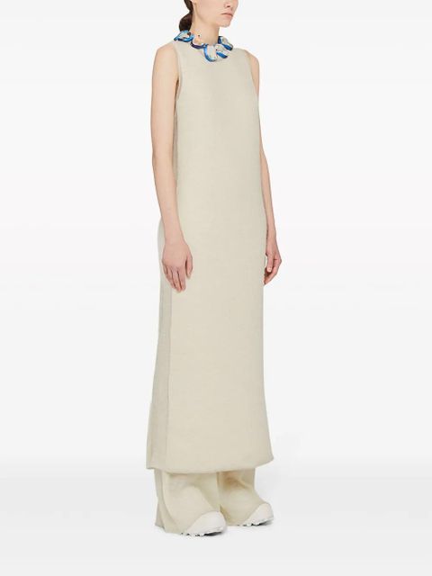 Jil Sander semi-sheer knit long dress - White
