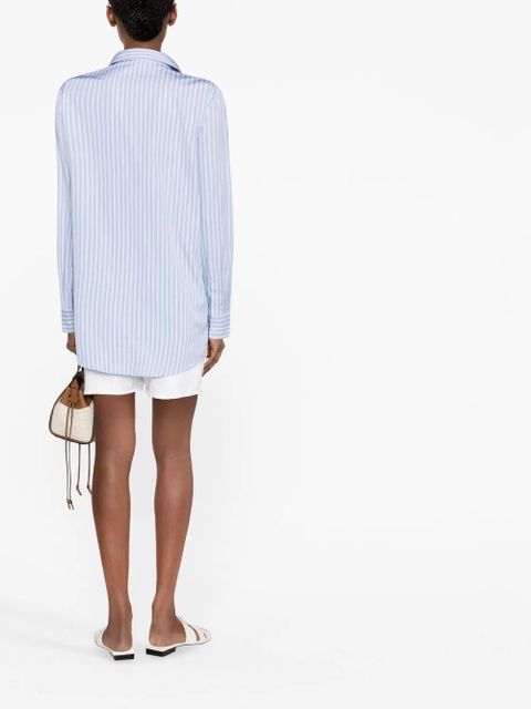 ETRO embroidered-logo striped shirt - Blue