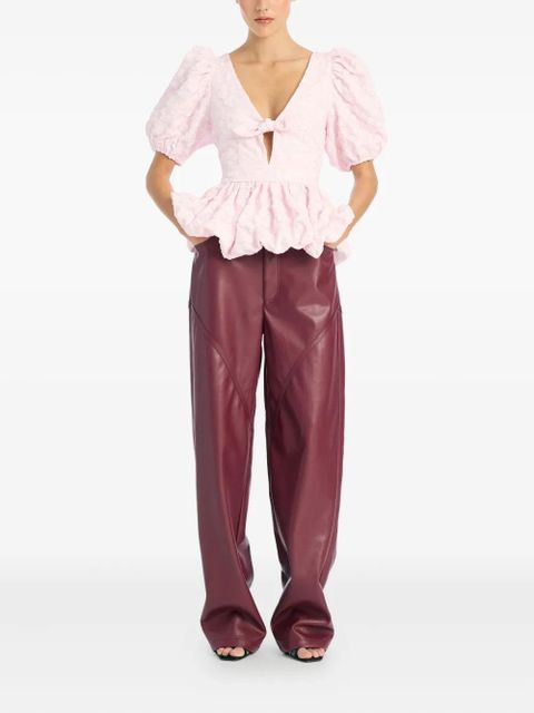 ROTATE BIRGER CHRISTENSEN puff-sleeve jacquard top - Pink