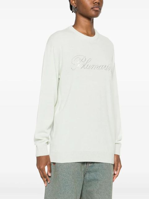 Blumarine rhinestone-logo sweater - Green