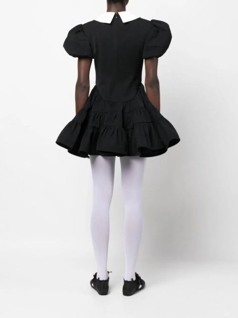 SHUSHU/TONG puff-sleeve tiered minidress - Black