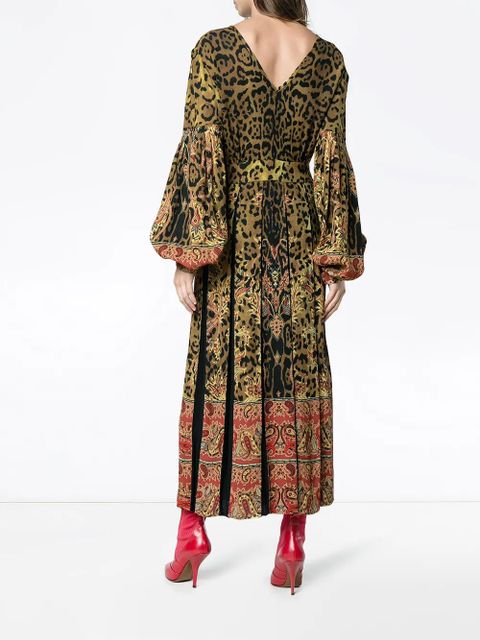 ETRO leopard-print pleated midi dress - Yellow