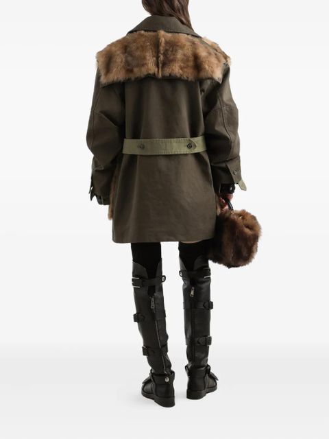 Dolce & Gabbana fur-trimmed coat - Brown