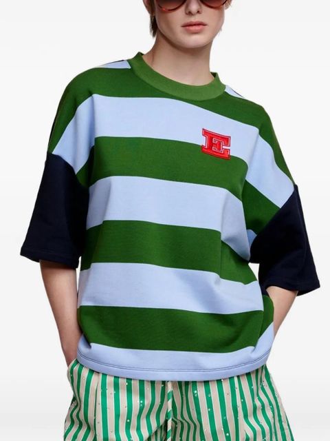 Essentiel Antwerp striped-pattern embroidered-detail sweatshirt - Blue - zdjęcie produktu nr 2