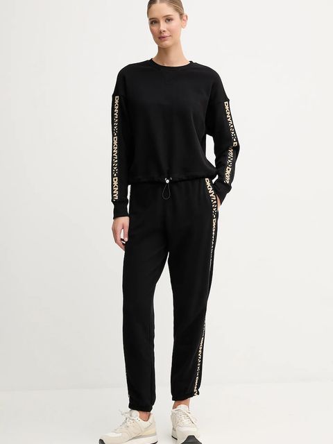 Dkny bluza bawełniana damska kolor czarny z aplikacją DP5T1414