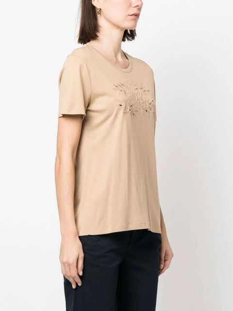 Lauren Ralph Lauren Katlin embroidered-detail T-shirt - Brown