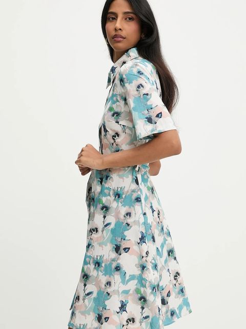 Answear.LAB sukienka bawełniana kolor turkusowy mini rozkloszowana