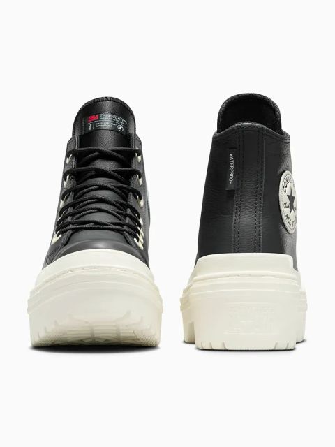 Converse trampki skórzane Chuck Taylor All Star Lugged Heel damskie kolor czarny A12328C