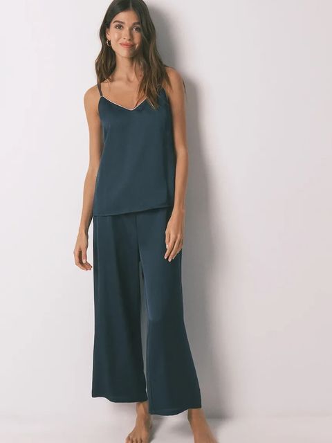 women'secret piżama damska kolor granatowy satynowa 2542472 - zdjęcie produktu nr 1