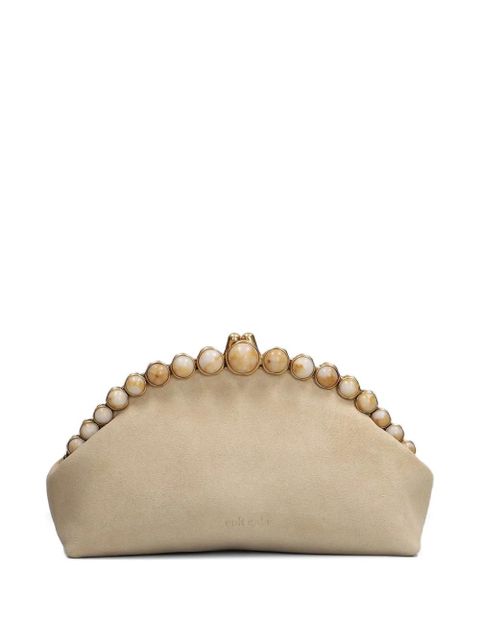 Cult Gaia bead-embellished suede clutch bag - Neutrals - zdjęcie produktu nr 1
