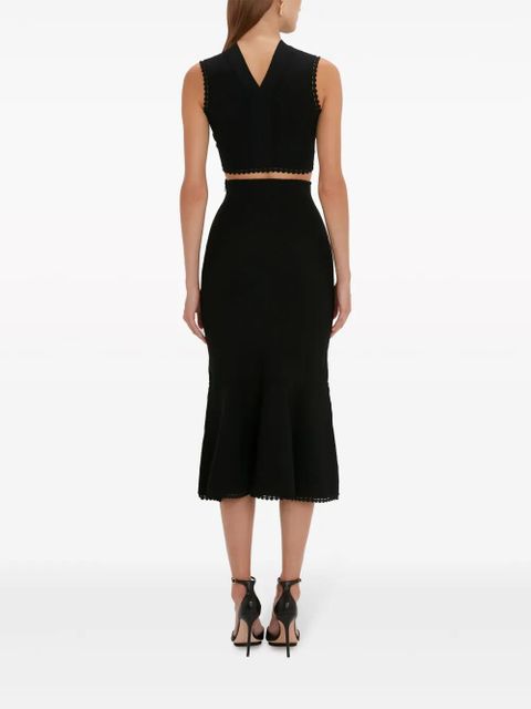 Victoria Beckham VB Body scallop-trim flared skirt - Black