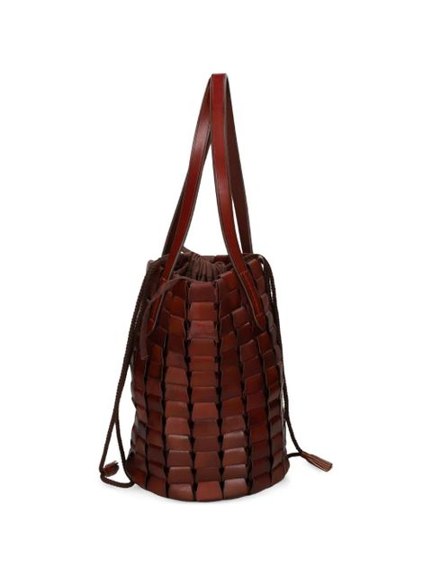 DRAGON DIFFUSION woven drawstring bucket bag - Brown