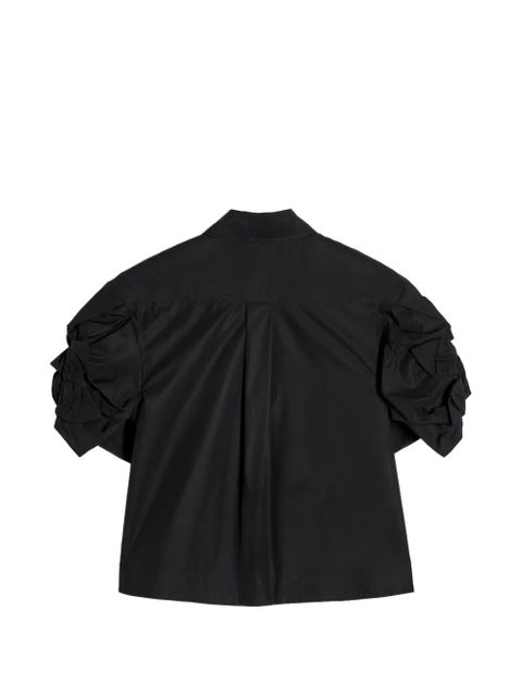 Simone Rocha rose puff-sleeve cropped cotton shirt - Black - zdjęcie produktu nr 2