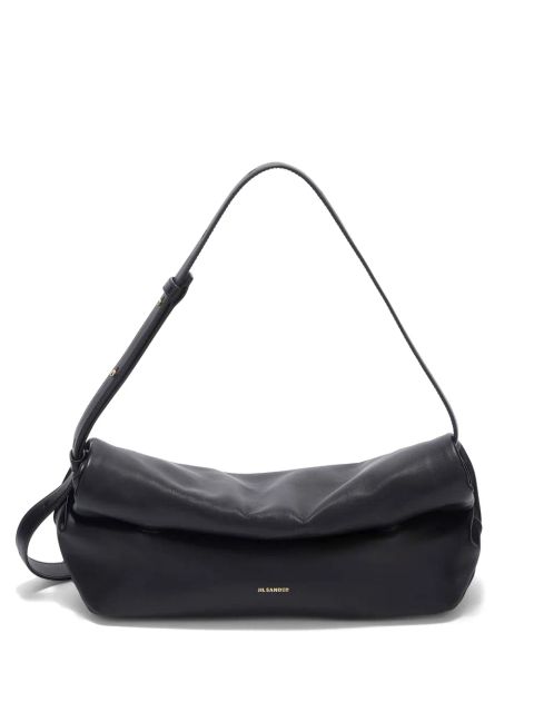 Jil Sander small Rollup leather shoulder bag - Black