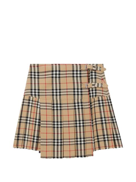 Burberry check pleated mini skirt - Neutrals