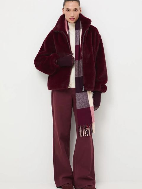 Medicine kurtka damska kolor bordowy przejściowa oversize