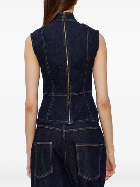 Moschino frayed heart-motif top - Blue