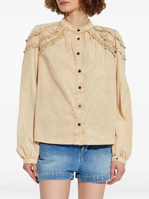 MARANT ÉTOILE ruffled cotton shirt - Neutrals - zdjęcie produktu nr 2