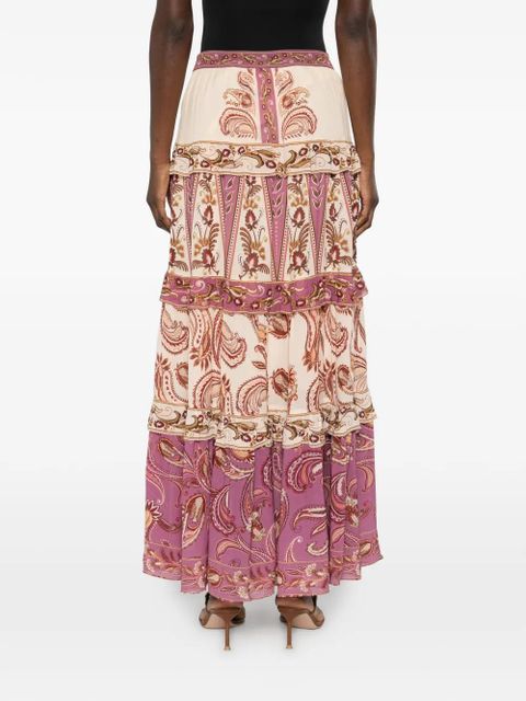 FARM Rio paisley tiered maxi skirt - Purple