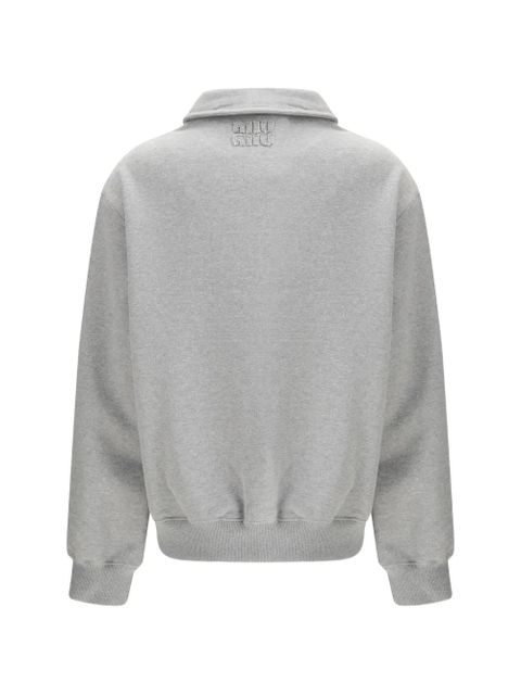 Miu Miu oblique-zip logo sweatshirt - Grey - zdjęcie produktu nr 2