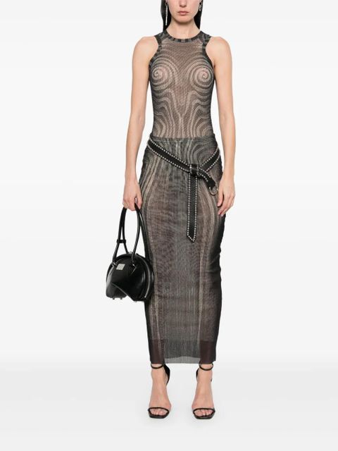 Jean Paul Gaultier Spiral mesh maxi skirt - Black - zdjęcie produktu nr 2