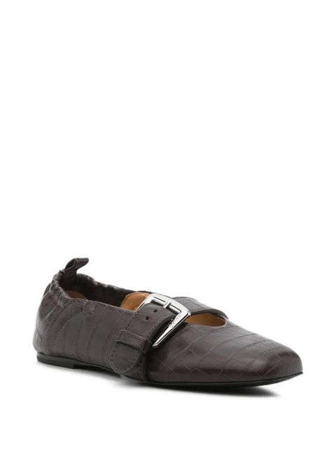 GANNI leather ballet flats - Brown