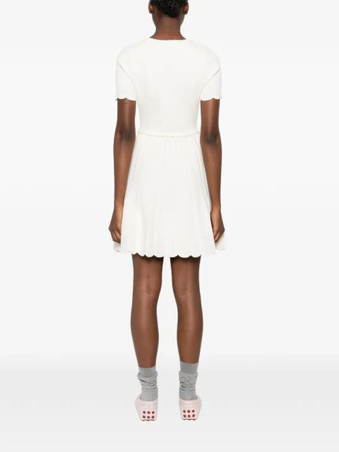 SANDRO buttoned scalloped mini dress - Neutrals