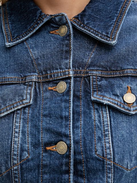 Guess kurtka jeansowa ANNALISE kolor granatowy przejściowa W5YN49 D5QP4