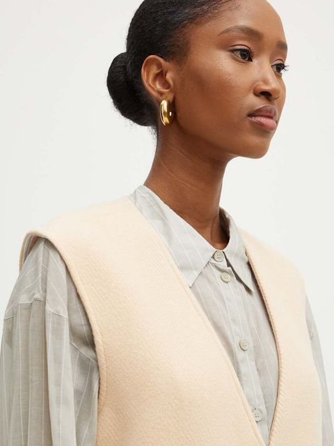 Patrizia Pepe bezrękawnik wełniany kolor beżowy przejściowy 8O0144 A361