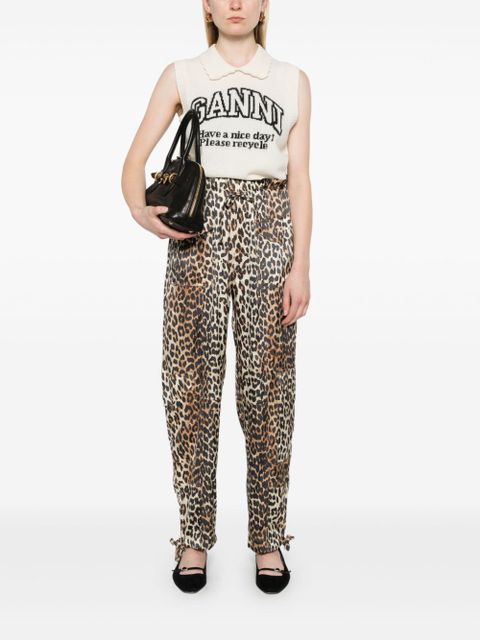 GANNI leopard-print satin trousers - Brown - zdjęcie produktu nr 2