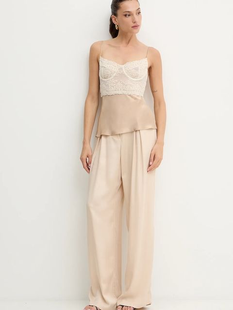 Bardot top damska kolor beżowy z aplikacją 60131TB