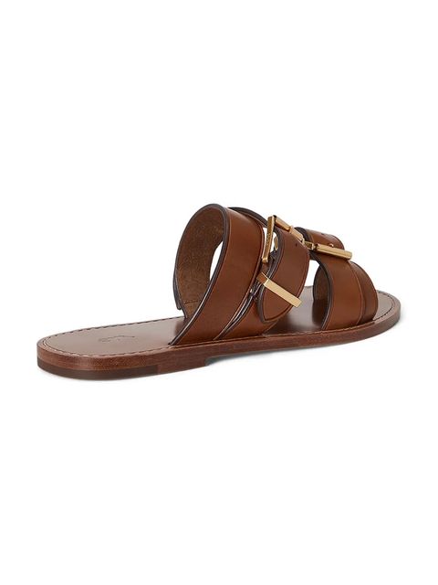 Polo Ralph Lauren klapki skórzane Bkle Slide damskie kolor brązowy 818P01589001