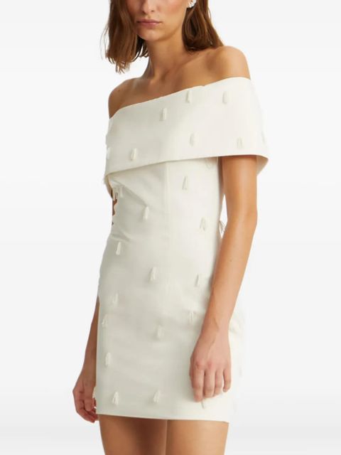 ROTATE BIRGER CHRISTENSEN off-shoulder beaded minidress - White