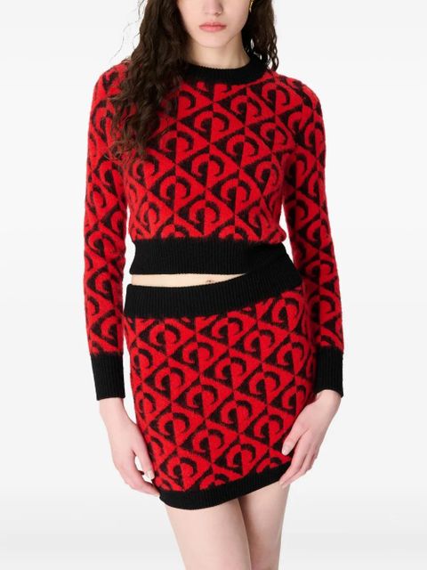 Marine Serre Moon lozenge-knit sweater - Red