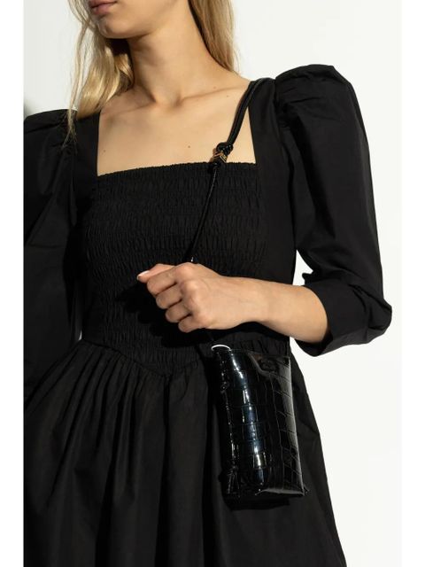 GANNI crocodile-effect cross body bag - Black