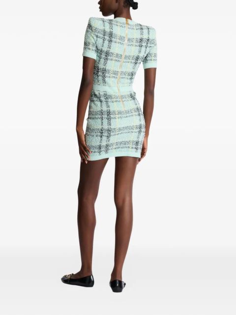 Balmain glittered tweed minidress - Green