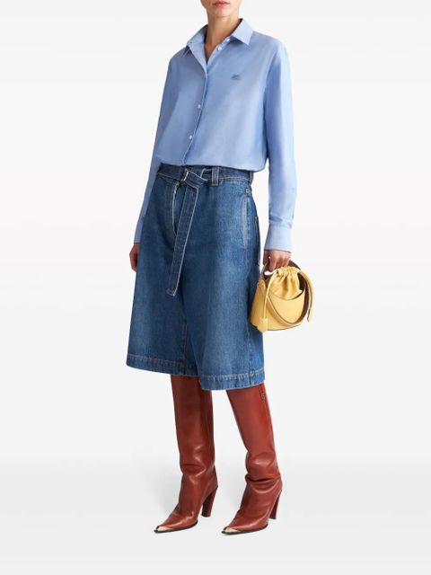 ETRO Pegaso-embroidered cotton shirt - Blue - zdjęcie produktu nr 2