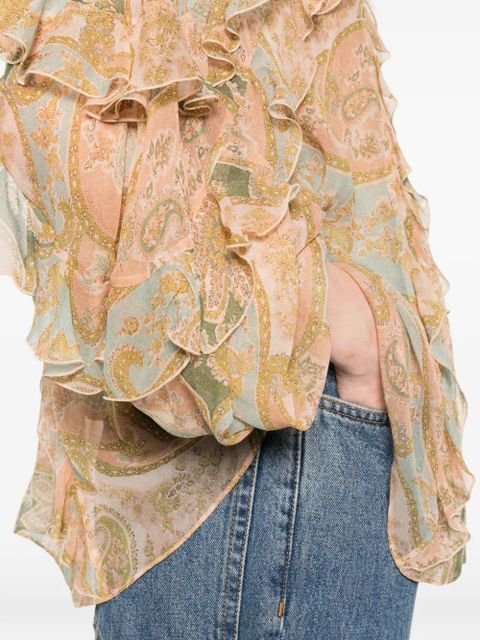 ZIMMERMANN Luna Flutter ruffled paisley blouse - Neutrals