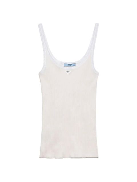 Prada ribbed cotton top - Neutrals - zdjęcie produktu nr 1