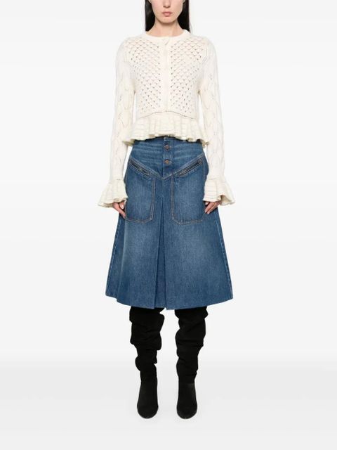 Chloé open-knit ruffled cardigan - Neutrals - zdjęcie produktu nr 2