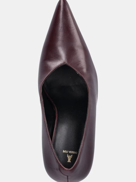 Patrizia Pepe szpilki skórzane kolor bordowy 8Z0106 L166 M536