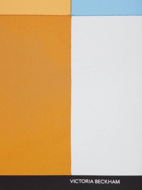 Victoria Beckham colour block-print silk scarf - Blue