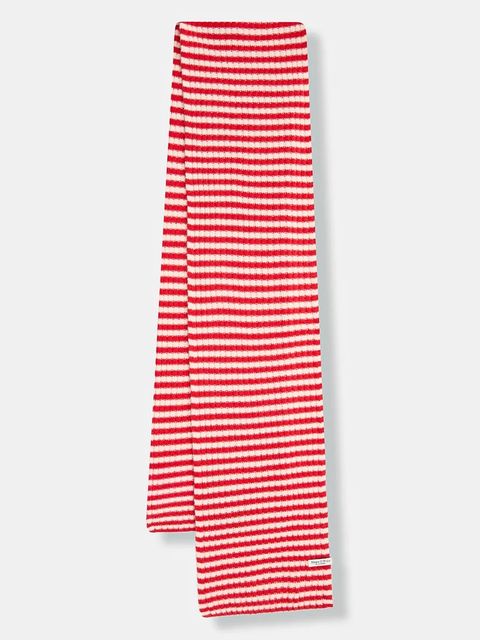 Marc O'Polo szalik wełniany damski kolor czerwony wzorzysty 600605402123 - zdjęcie produktu nr 1