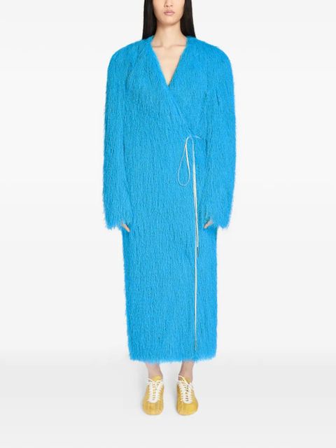 DRIES VAN NOTEN fringed V-neck coat - Blue - zdjęcie produktu nr 2