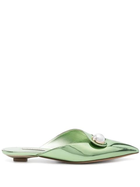 Casadei Blade flat mules - Green - zdjęcie produktu nr 1