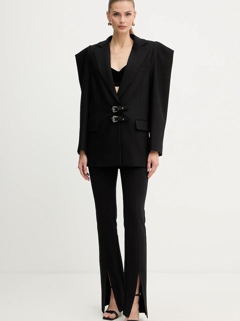 Versace Jeans Couture marynarka z dodatkiem wełny kolor czarny jednorzędowa gładka 79HAQ705 N0542