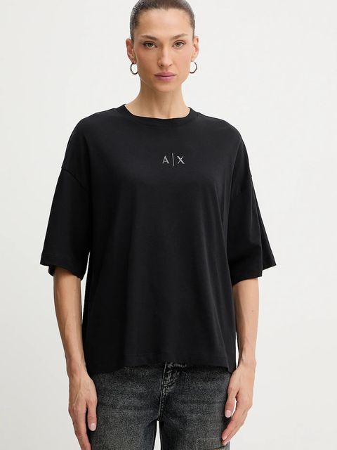 Armani Exchange t-shirt bawełniany damski kolor czarny XW001342 AF17172 - zdjęcie produktu nr 1