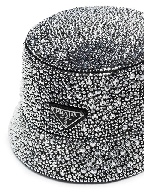 Prada crystal-embellished bucket hat - Black