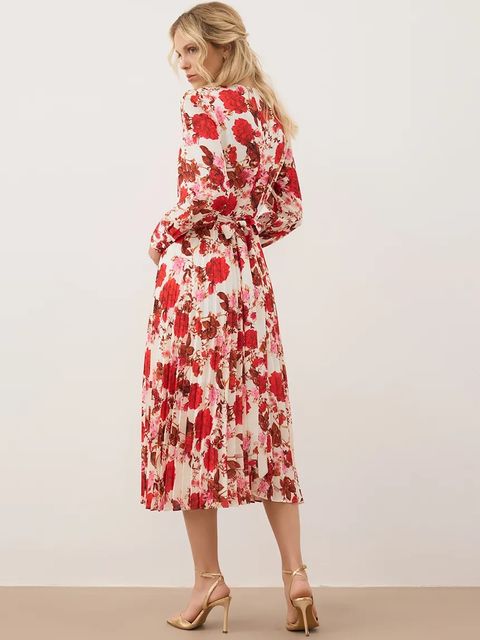 Bizuu sukienka NYLA kolor czerwony midi rozkloszowana NYLA KREMOWY